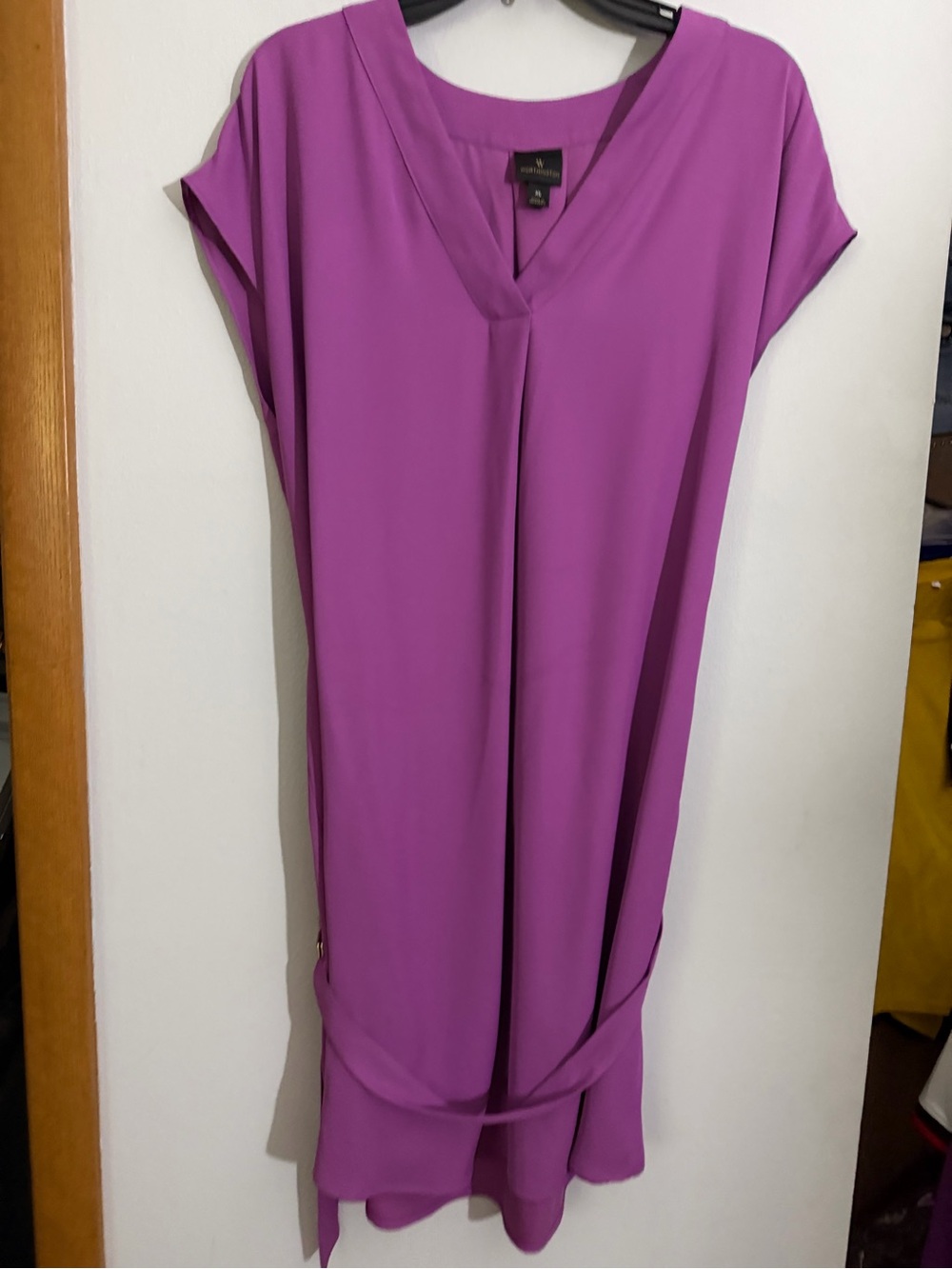 Worthington Bright Magenta V-Neck Midi Dress